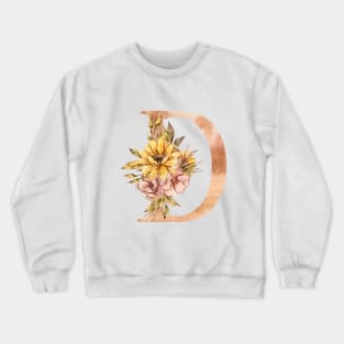 Watercolor sunflower floral  wedding monogram, D letter illustration Crewneck Sweatshirt